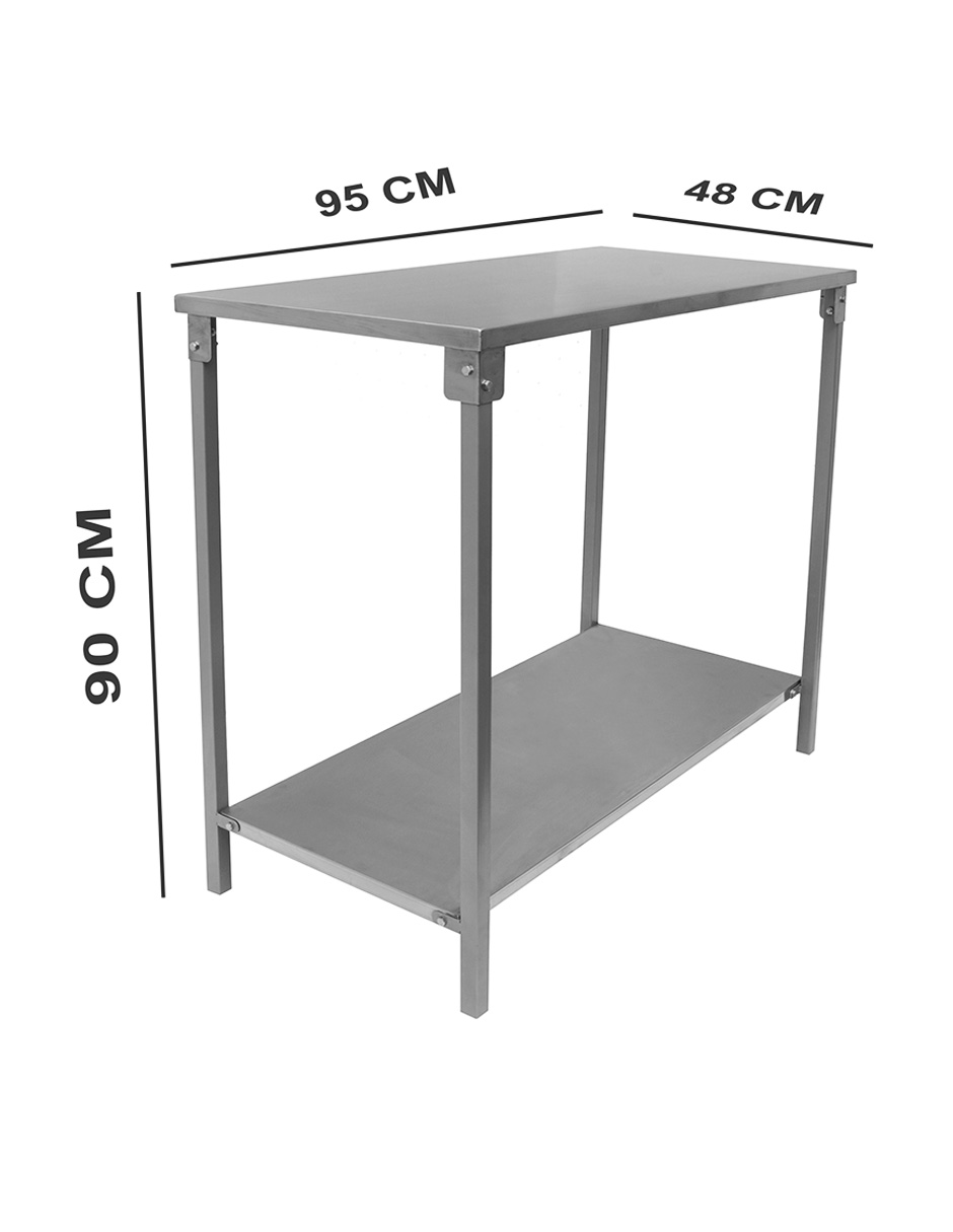 Foto 2 pulgar | Mesa Especial Mindejal Misla-48 Gris De Acero Inoxidable 95x48x90cm