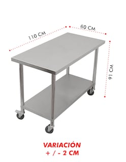 Foto 1 | Mesa 110x60 Mindejal Mer-60-s Gris De Acero Inoxidable Con Ruedas