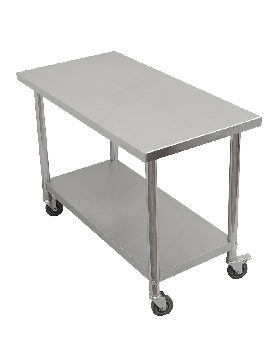 Foto 2 | Mesa 110x60 Mindejal Mer-60-s Gris De Acero Inoxidable Con Ruedas