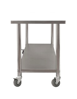 Foto 4 | Mesa 110x60 Mindejal Mer-60-s Gris De Acero Inoxidable Con Ruedas
