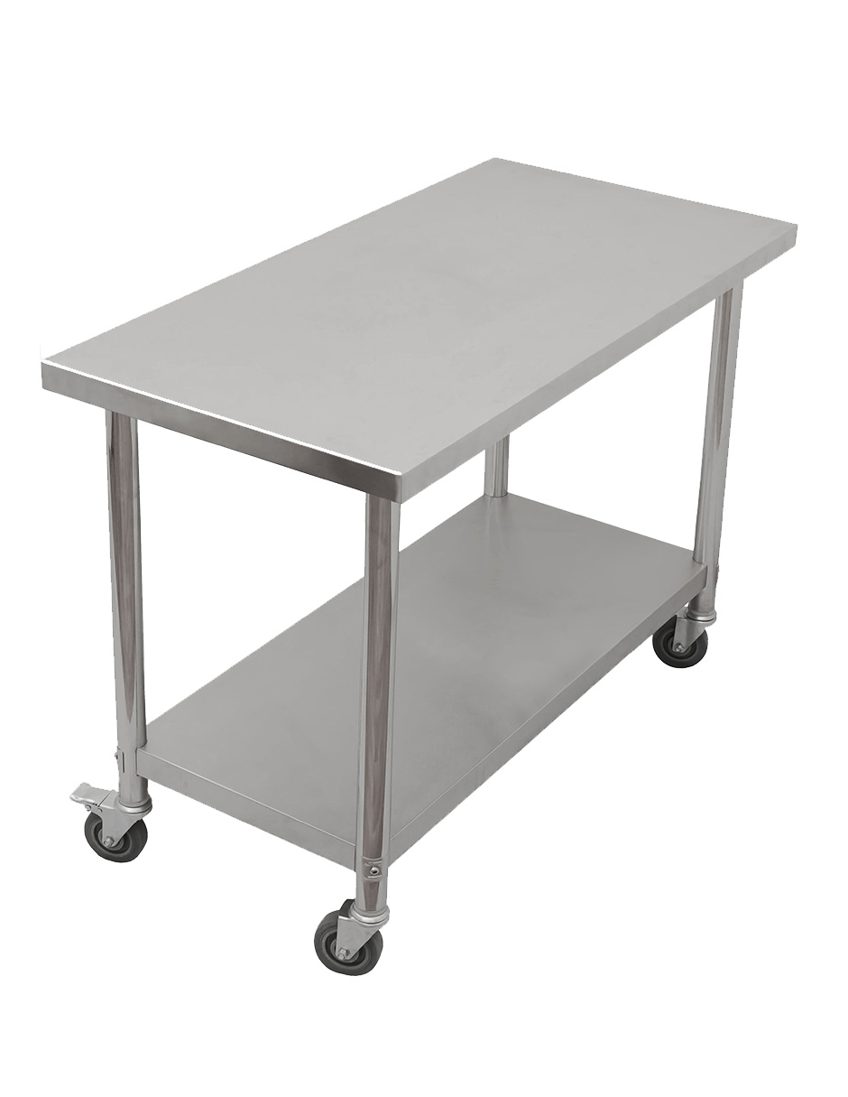 Foto 5 | Mesa 110x60 Mindejal Mer-60-s Gris De Acero Inoxidable Con Ruedas