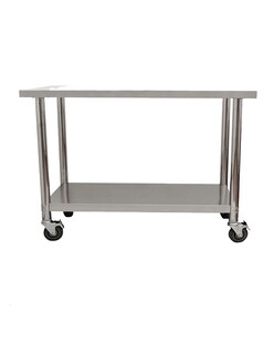 Foto 6 | Mesa 110x60 Mindejal Mer-60-s Gris De Acero Inoxidable Con Ruedas