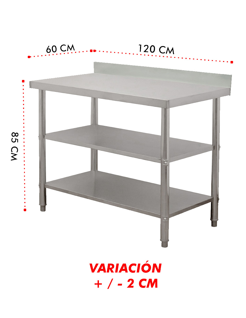 Mesa A Pared Mindejal Wb001 Gris De Acero Inoxidable A Pared 120x60 Cm