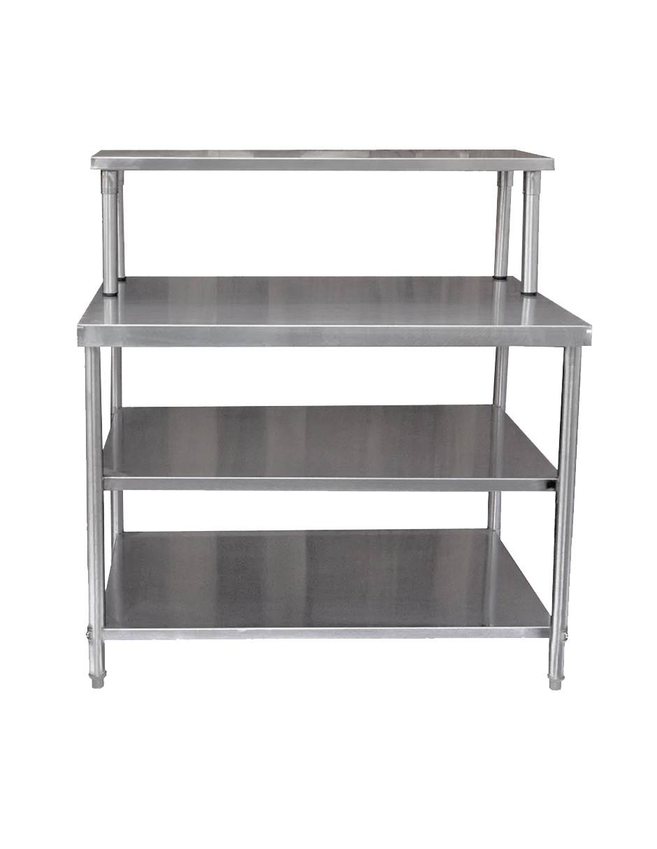Foto 1 | Mesa Doble Entrepaño Mindejal MCR-062R2 Gris de Acero Inoxidable con Repisa