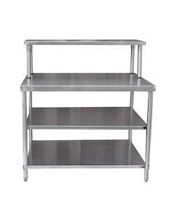 Foto 1 | Mesa Doble Entrepaño Mindejal MCR-062R2 Gris de Acero Inoxidable con Repisa