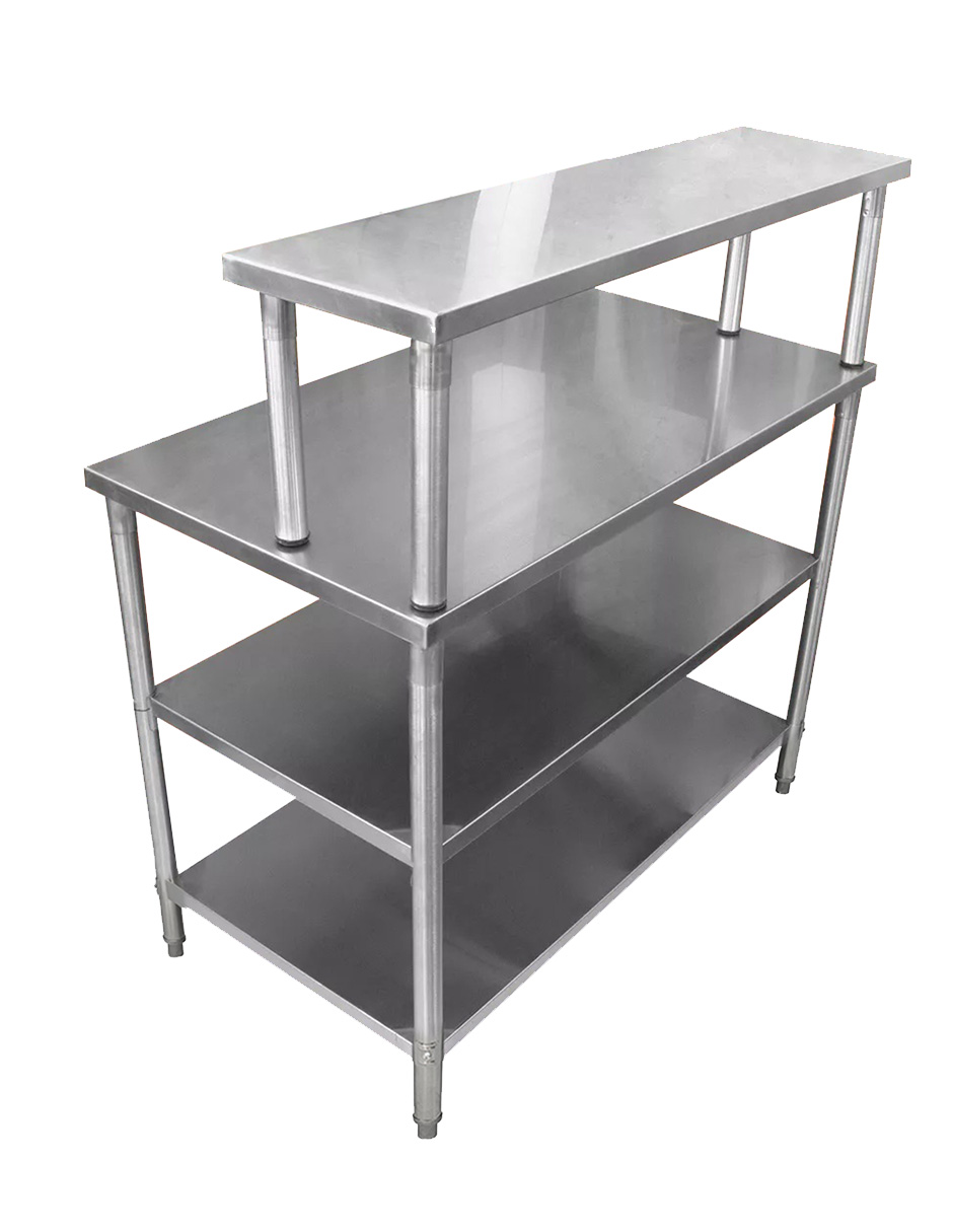 Foto 2 | Mesa Doble Entrepaño Mindejal MCR-062R2 Gris de Acero Inoxidable con Repisa