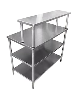 Foto 2 | Mesa Doble Entrepaño Mindejal MCR-062R2 Gris de Acero Inoxidable con Repisa