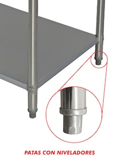 Foto 3 | Mesa Doble Entrepaño Mindejal MCR-062R2 Gris de Acero Inoxidable con Repisa