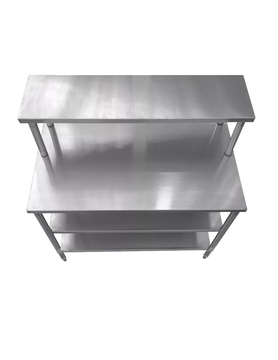 Foto 4 | Mesa Doble Entrepaño Mindejal MCR-062R2 Gris de Acero Inoxidable con Repisa