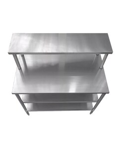Foto 4 | Mesa Doble Entrepaño Mindejal MCR-062R2 Gris de Acero Inoxidable con Repisa