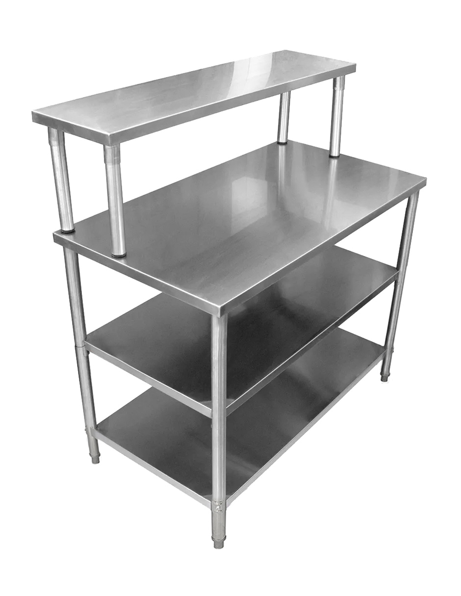 Foto 5 | Mesa Doble Entrepaño Mindejal MCR-062R2 Gris de Acero Inoxidable con Repisa