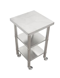 Foto 5 | Mesa Isla 50x50 Mindejal Mtt-50-50 Gris De Acero Inoxidable Con Doble Entrepaño