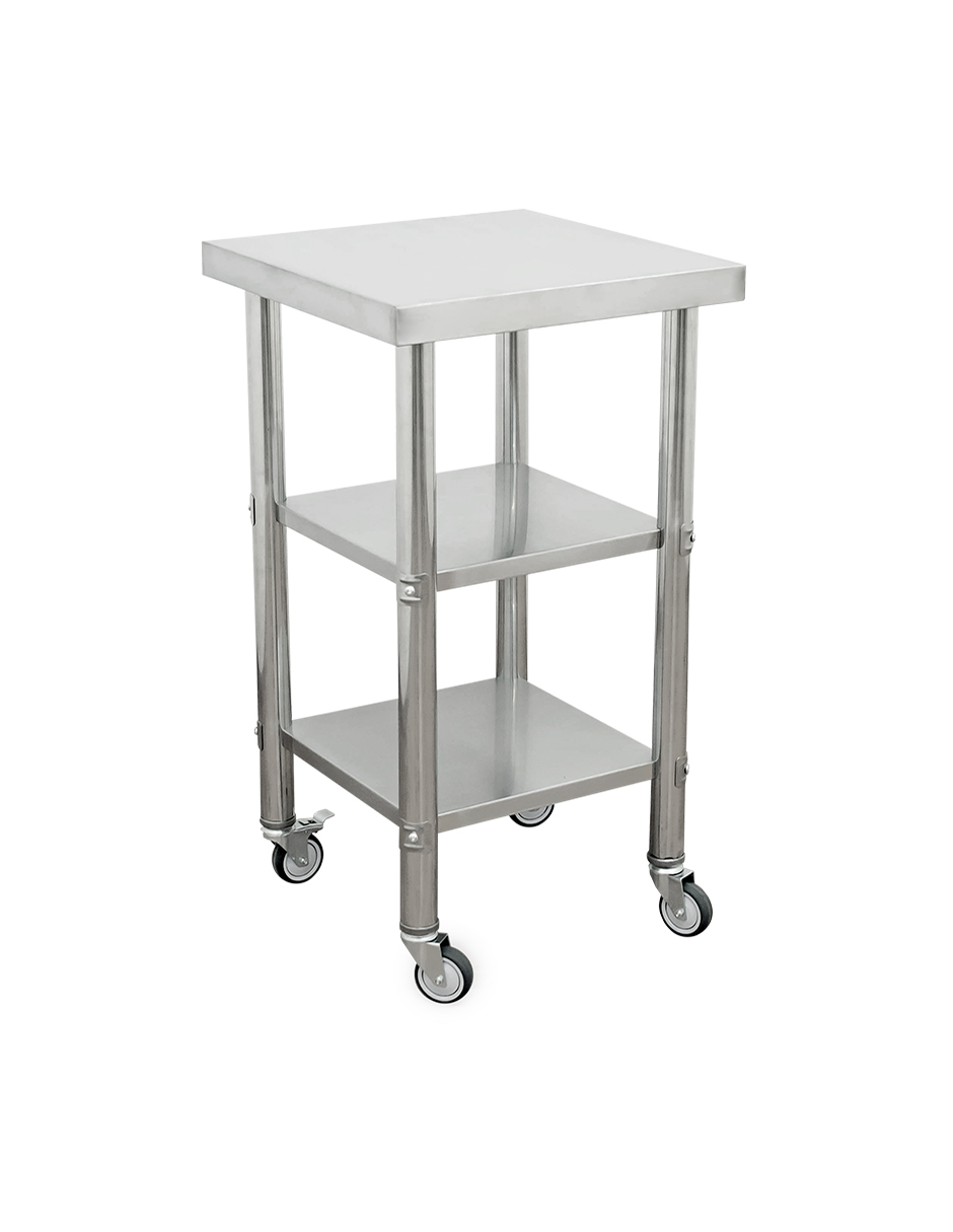 Foto 6 | Mesa Isla 50x50 Mindejal Mtt-50-50 Gris De Acero Inoxidable Con Doble Entrepaño