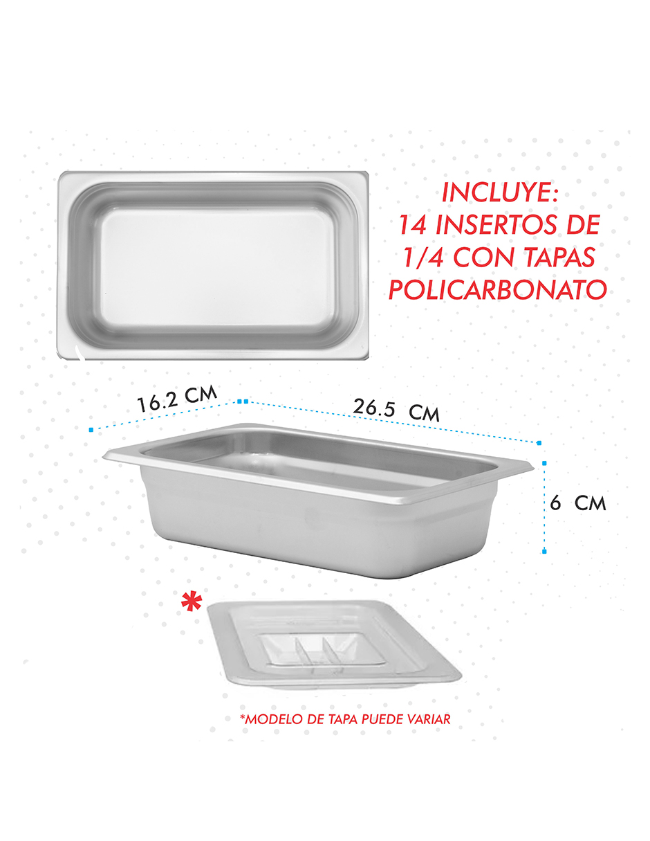 Foto 7 | Mesa Pizzera 14 Insertos Mindejal Mp-060 Gris De Acero Inoxidable Copete Desmontable