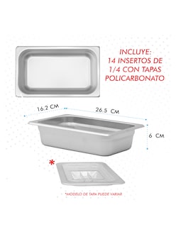 Foto 7 | Mesa Pizzera 14 Insertos Mindejal Mp-060 Gris De Acero Inoxidable Copete Desmontable