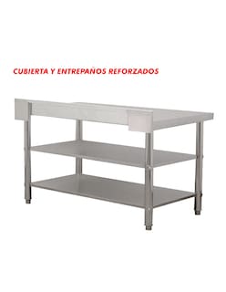 Foto 4 | Mesa A Pared Doble 146x60 Mindejal Mcr-146-2 Gris De Acero Inoxidable Doble Entrepaño