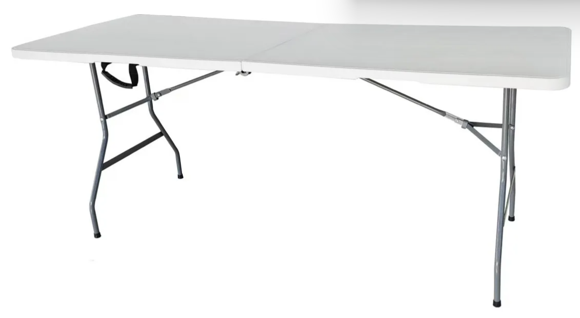 Mesa Plegable Portafolio 180cm De Plástico Blanca Color Blanco
