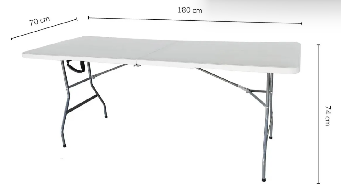 Foto 2 | Mesa Plegable Portafolio 180cm De Plástico Blanca Color Blanco