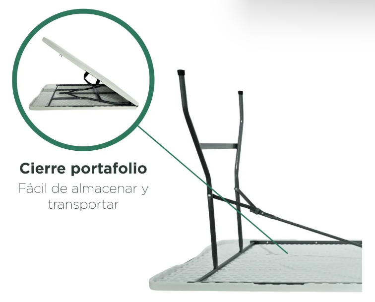Foto 6 pulgar | Mesa Plegable Portafolio 180cm De Plástico Blanca Color Blanco