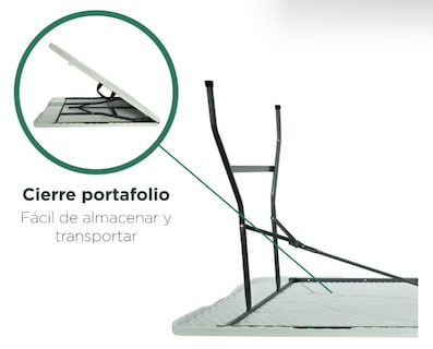 Foto 5 | Mesa Plegable Portafolio 180cm De Plástico Blanca Color Blanco