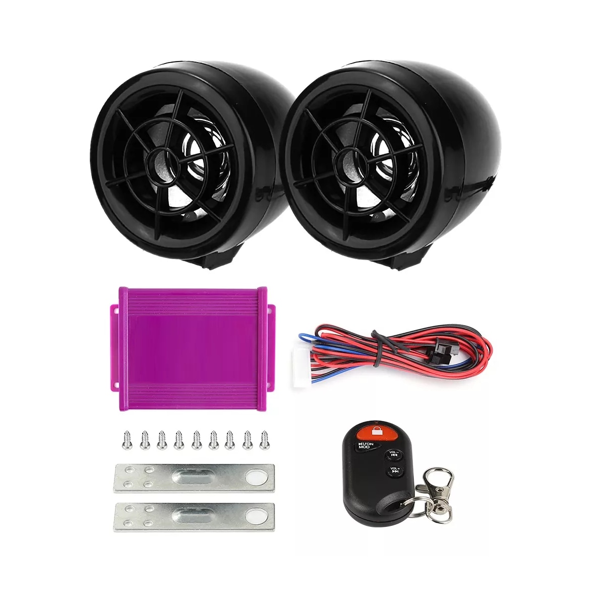 Kit Alarma Moto Bocinas Alarma Amplificador Estereo Bluetooth Usb Eo Safe Imports Esi-12265 Negro $619