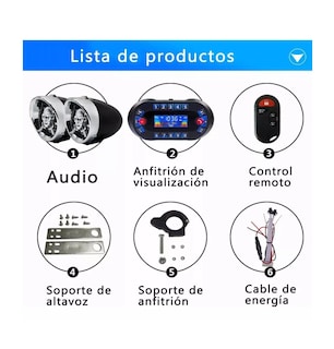 Foto 3 | Estéreo Moto Bocinas Mp3 Usb Sd Bluetooth A Prueba De Agua Negro