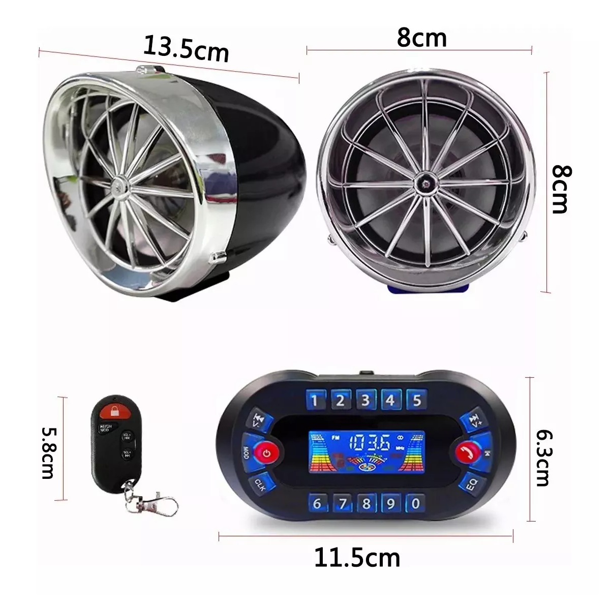 Foto 4 pulgar | Bocinas Bluetooth Alarma Altavoz Motocicleta Estereo Eo Safe Imports Esi-15474 Multicolor