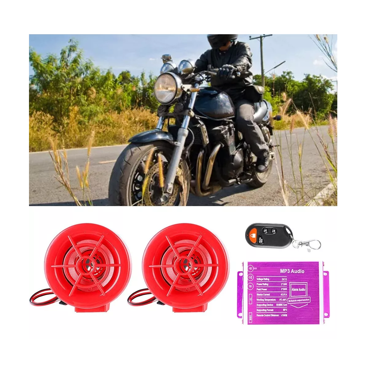 Foto 4 pulgar | Bocina Alarma Moto Estereo A Prueba De Agua Usb/tarjeta Eo Safe Imports Esi-15473 Rojo