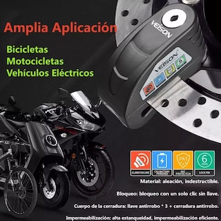 Foto 3 | Alarma Moto Bloqueo Freno Disco Candado Recargable Eo Safe Imports Esi-16821 Gris