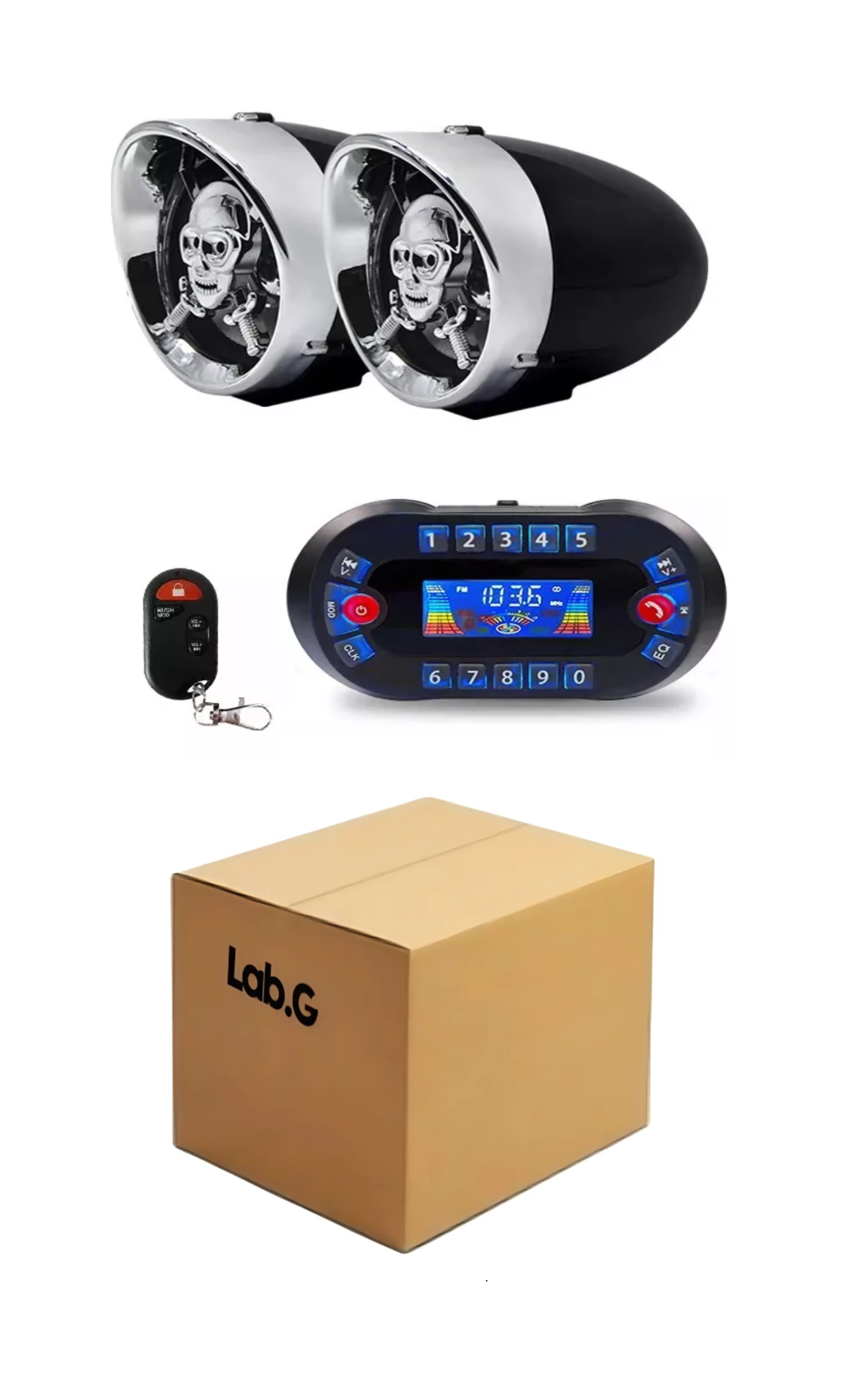 Estéreo Para Moto Bocinas Mp3 Usb Sd Bluetooth A Prueba De Agua Negro