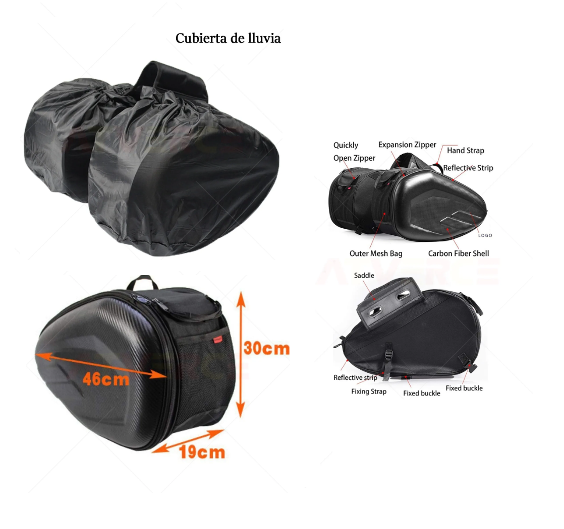 Foto 3 pulgar | Alforjas Laterales Motocicleta Universal Bolsas Impermeable color Negro