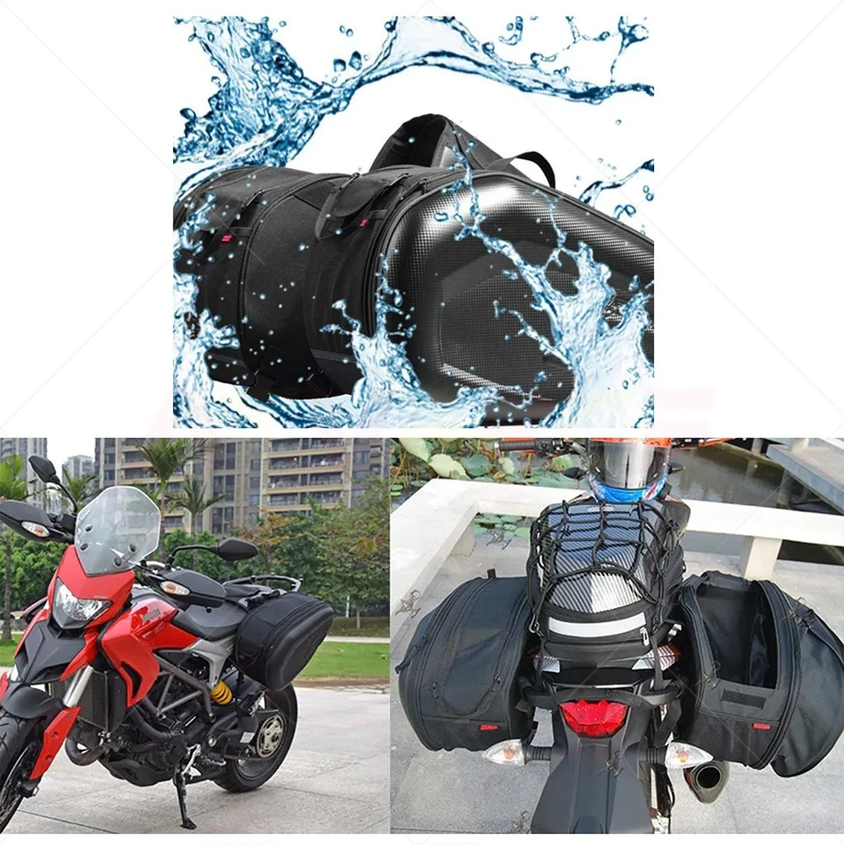 Foto 4 pulgar | Alforjas Laterales Motocicleta Universal Bolsas Impermeable color Negro