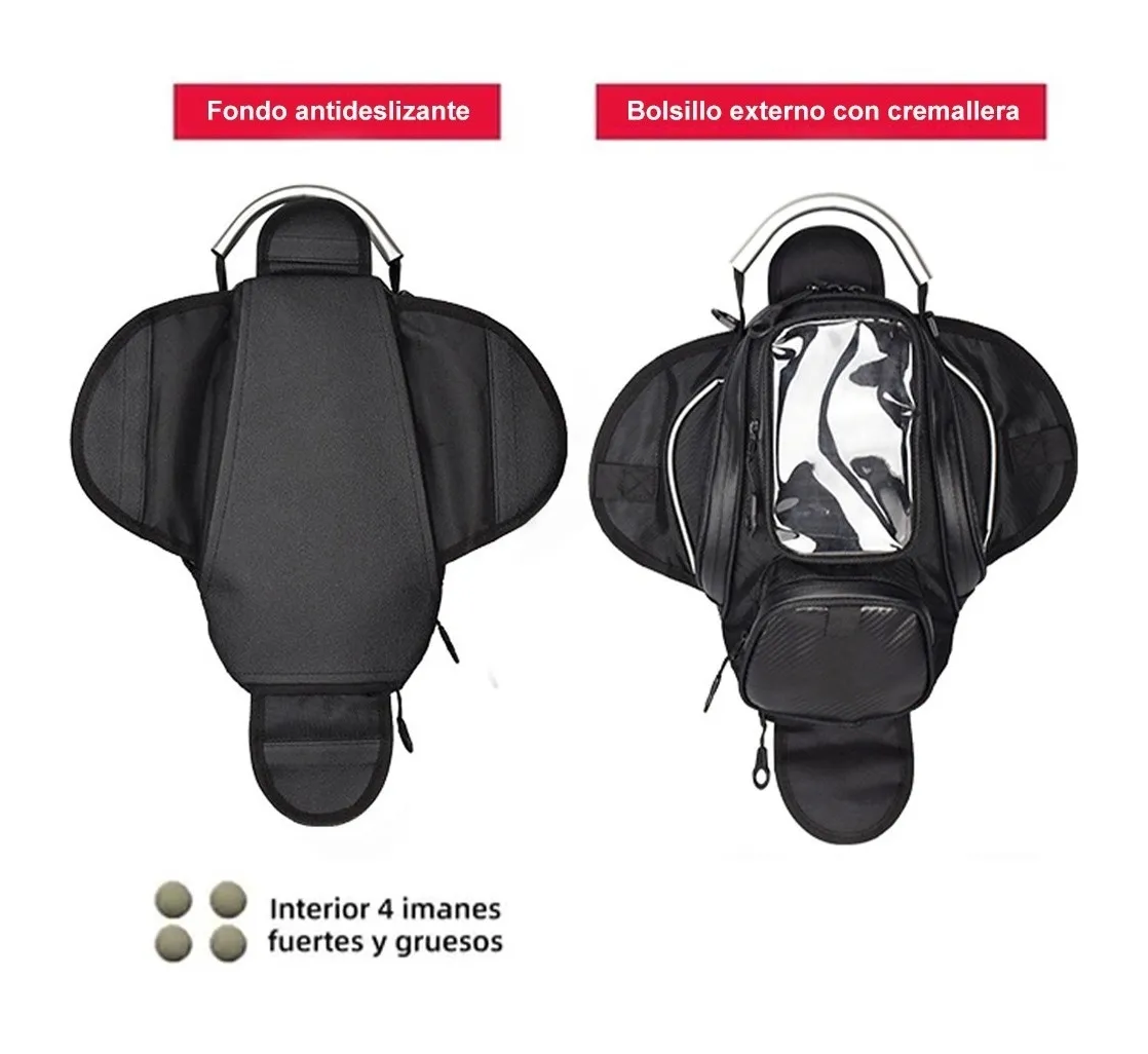 Foto 3 pulgar | Bolsa para Moto con Imanes y Correas color Negro