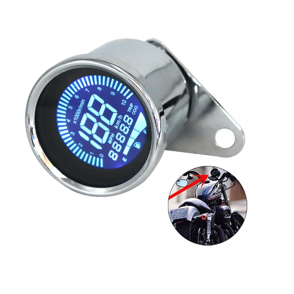 Foto 4 pulgar | Instrumento De Motocicleta Universal 12v Modificado Digital Eo Safe Imports Esi-9716 Plata