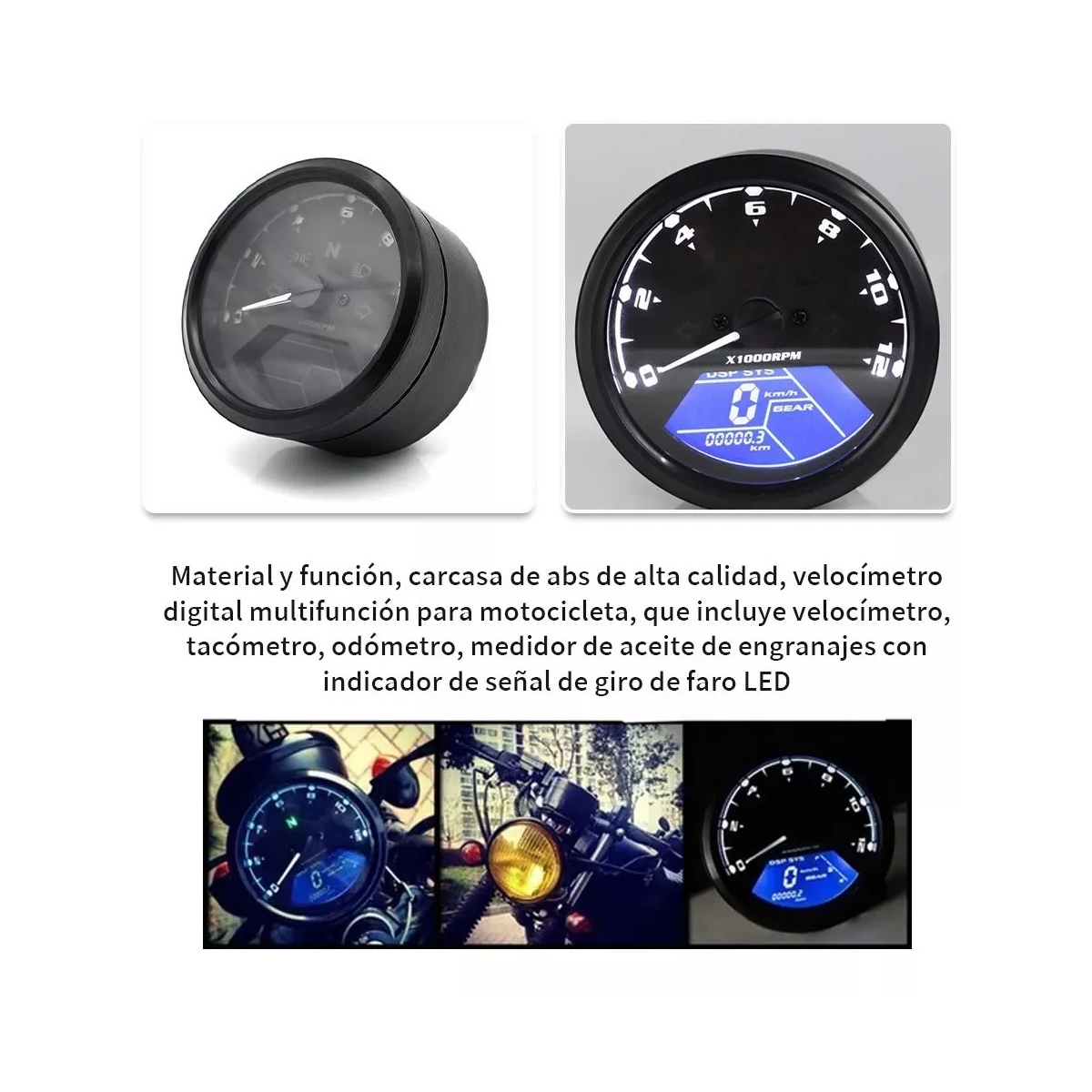 Foto 4 pulgar | Odómetro Tacómetro Lcd De 12000rpm para Motocicleta Eo Safe Imports Esi-13460 Negro