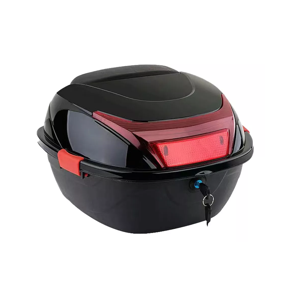 Caja Porta Equipaje Moto Y Motonetas Reflejante 28 Litros Negro Líneas Roja