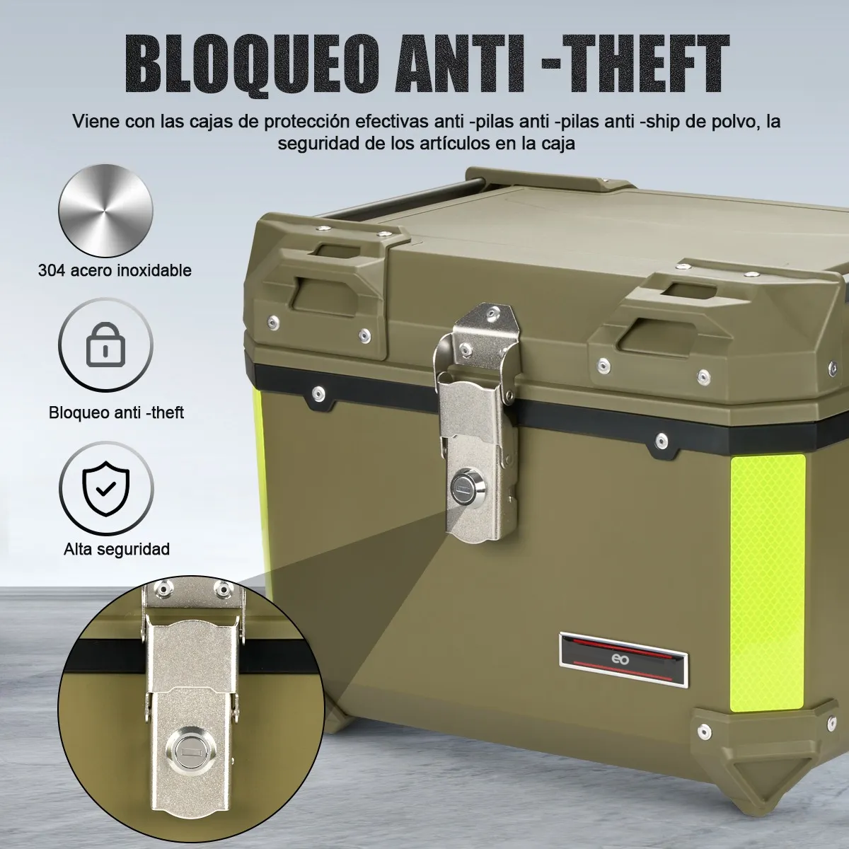 Foto 2 | Baul Trasero Caja Moto Abs Respaldo Acojinado 45l Eo Safe Imports Esi-18976 Verde