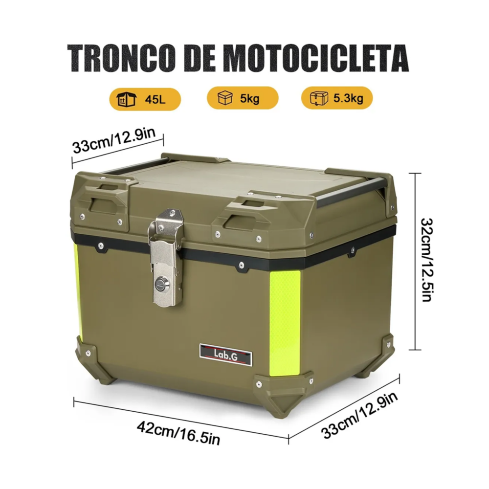 Foto 2 | Baúl Trasero Lab.g Caja Moto Abs Respaldo Acojinado 45l 1cascos Navy Green
