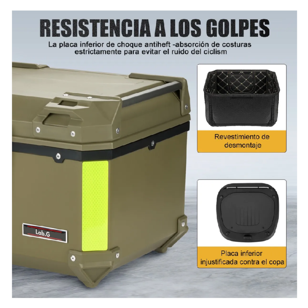 Foto 5 | Baúl Trasero Lab.g Caja Moto Abs Respaldo Acojinado 45l 1cascos Navy Green