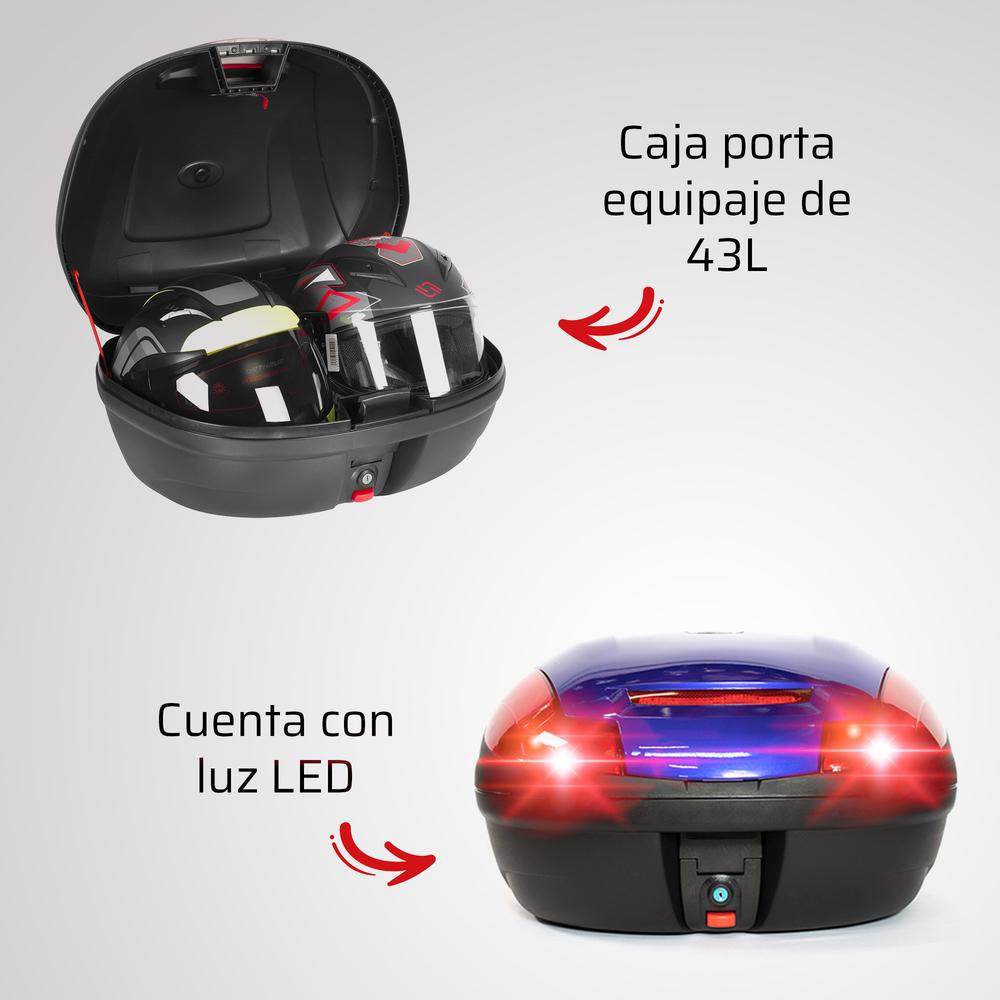 Foto 3 pulgar | Kit Caja Portaequipaje Y Cascos Para Moto Kinlley Bl43lw/led Color Azul