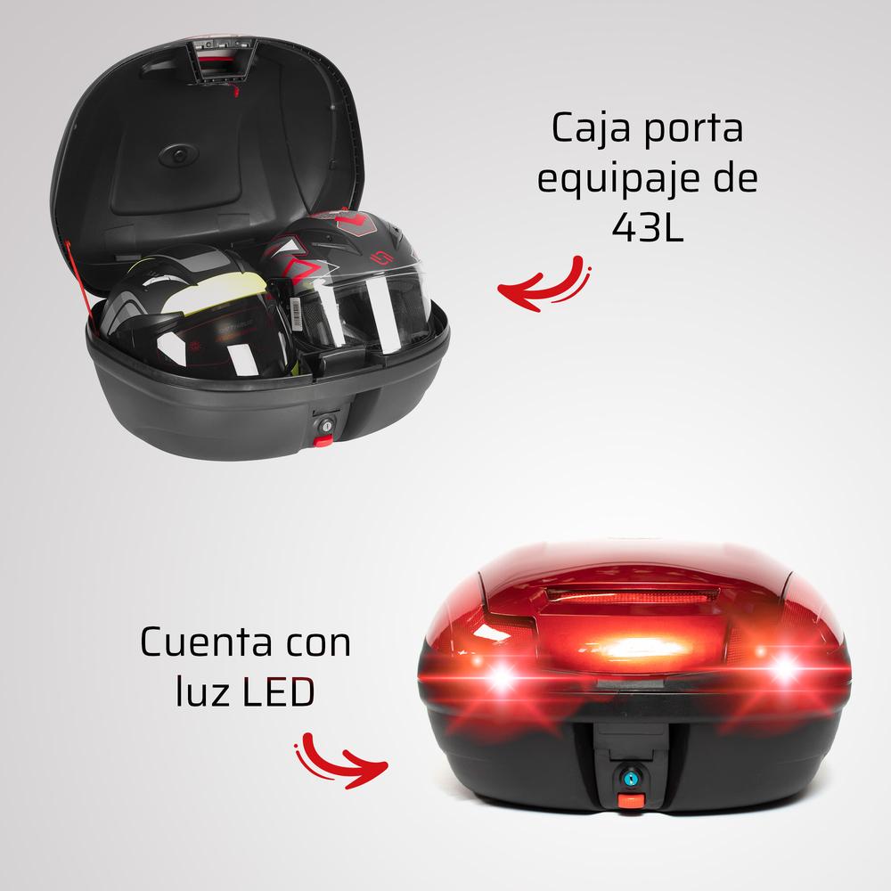 Foto 3 pulgar | Kit Caja Portaequipaje Y Cascos Kinlley Rd43lw/led Color Rojo