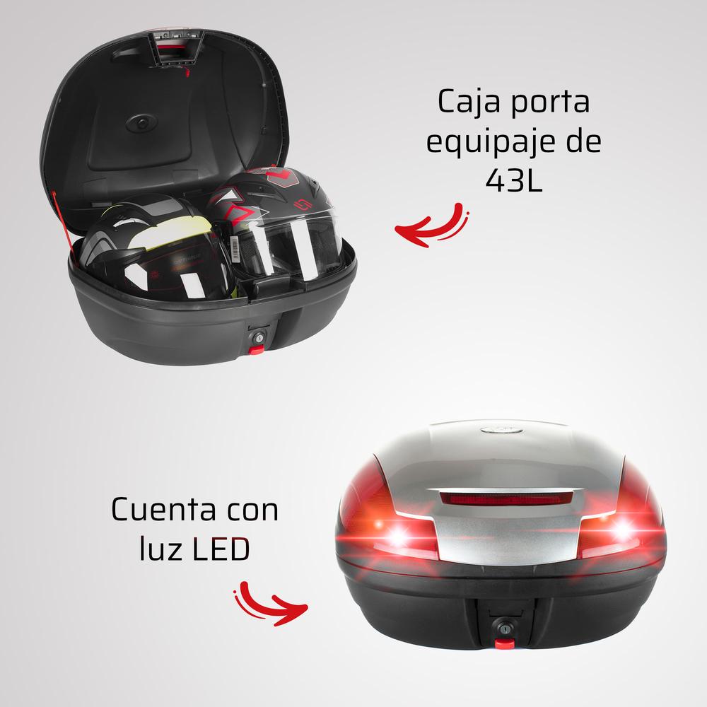 Foto 3 pulgar | Kit Caja Portaequipaje Y Cascos Para Moto Kinlley Slvr43lw/led Color Plata