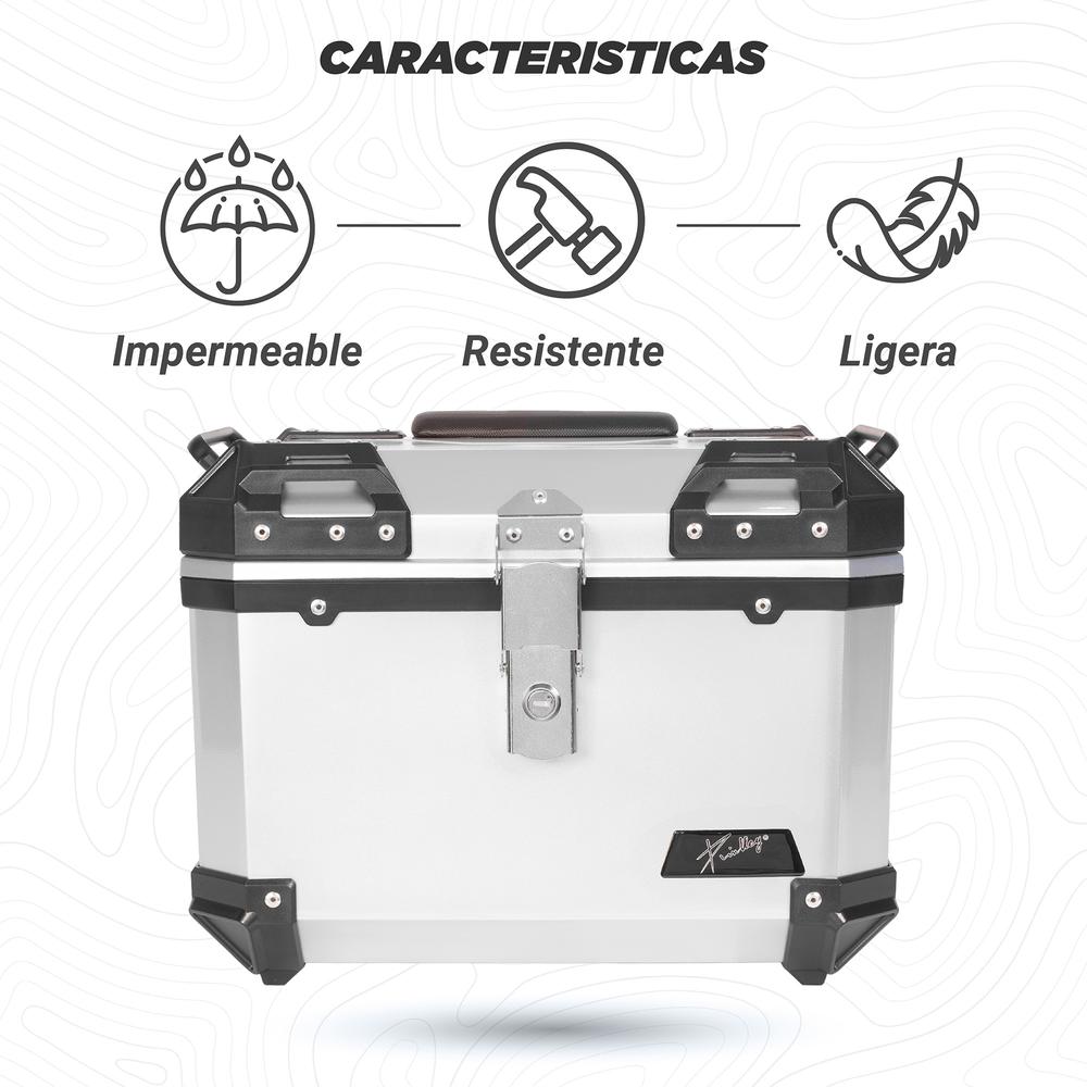 Foto 4 pulgar | Caja Portaequipaje para Moto Kinlley Gris Universal 45 L 43.5x38x34 cm