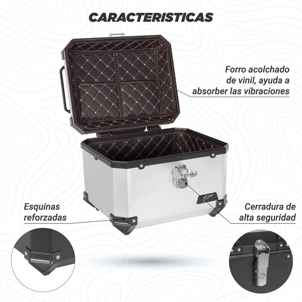 Foto 5 pulgar | Caja Portaequipaje para Moto Kinlley Gris Universal 45 L 43.5x38x34 cm