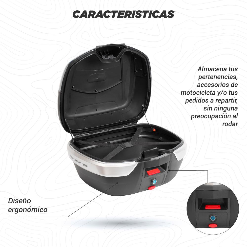 Foto 5 pulgar | Caja Portaequipaje para Moto Kinlley Premium Gris 42 L 53x47x35 cm