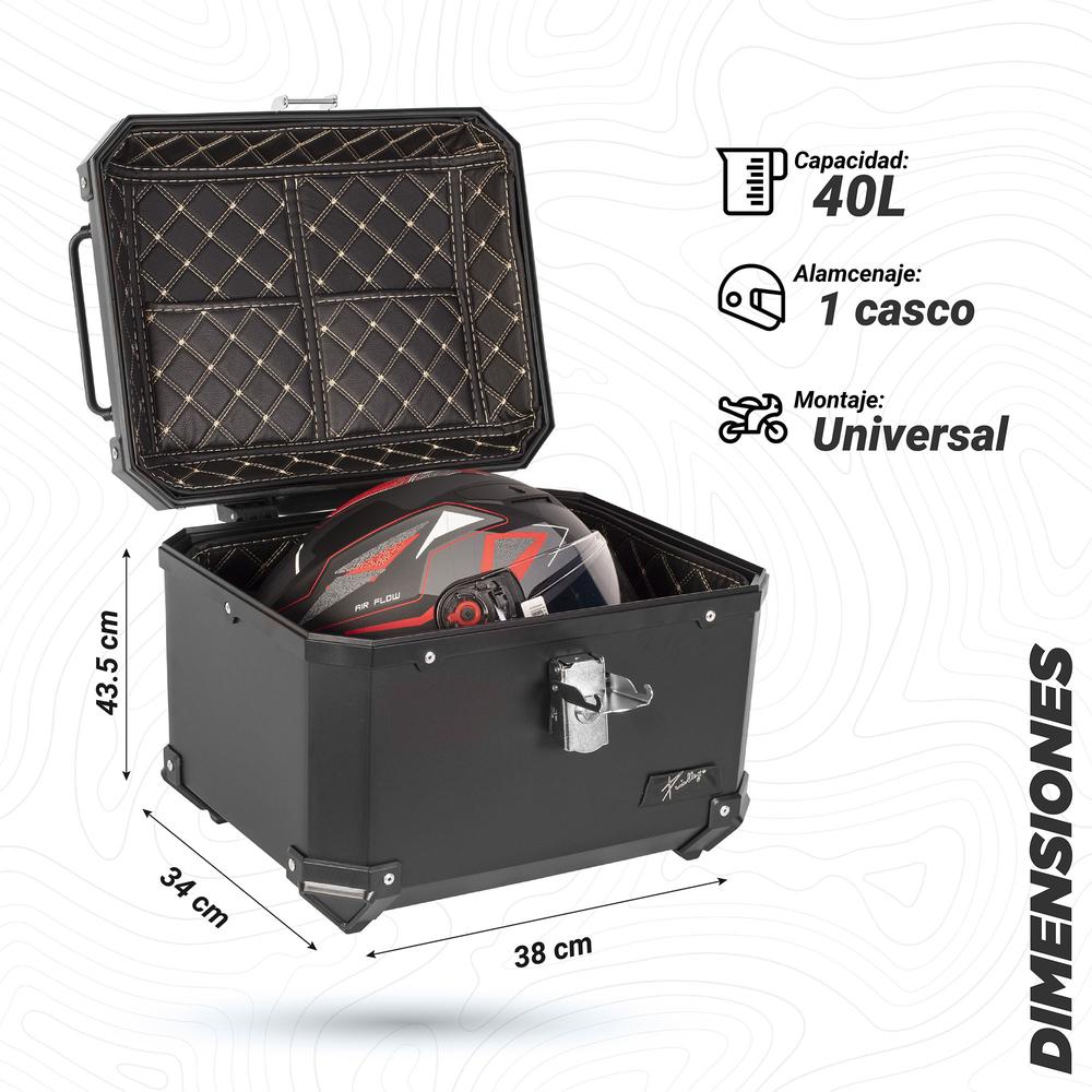 Foto 3 pulgar | Caja Portaequipaje para Moto Kinlley Universal Negra 45 L 43.5x38x34 cm