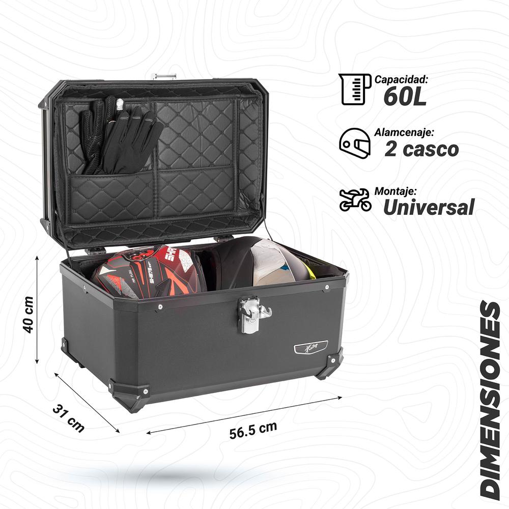 Foto 3 pulgar | Caja Portaequipajes para Motocicleta Kinlley 60l con Forro Universal Negro