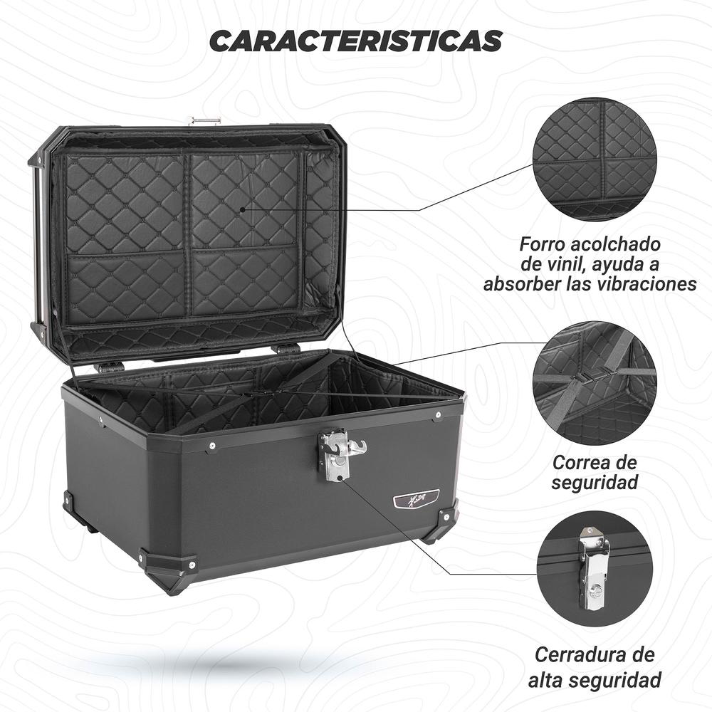 Foto 5 pulgar | Caja Portaequipajes para Motocicleta Kinlley 60l con Forro Universal Negro