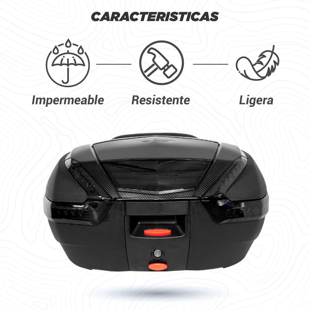 Foto 4 pulgar | Caja Portaequipajes para Motocicleta Kinlley 48l con Respaldo Universal Negro