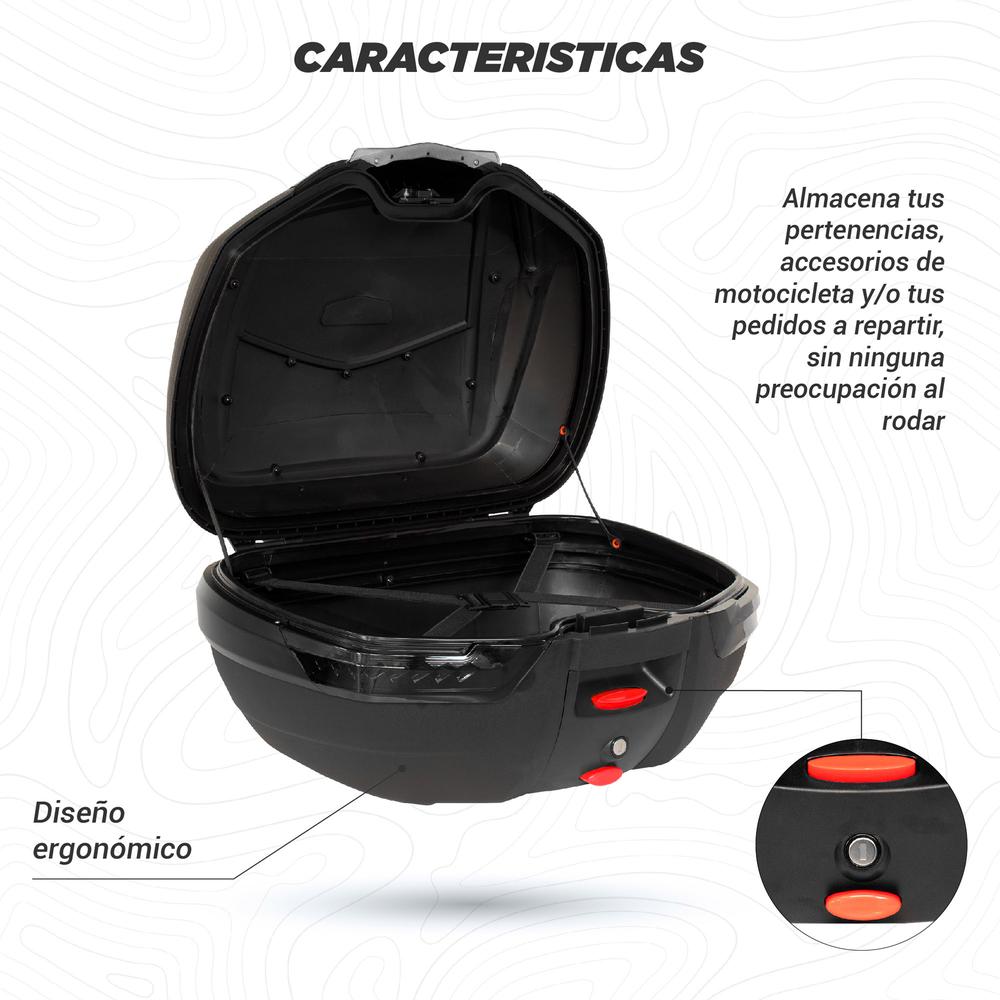 Foto 5 pulgar | Caja Portaequipajes para Motocicleta Kinlley 48l con Respaldo Universal Negro